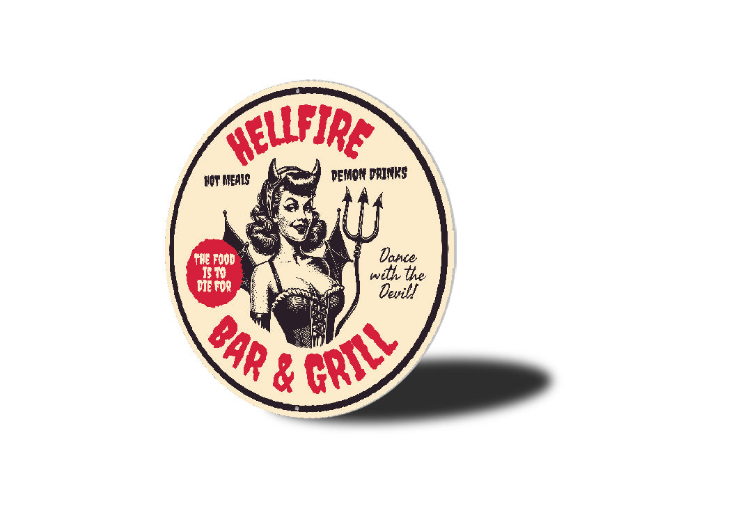 Hellfire Bar And Grill Hot Meals Demon Drinks Sign