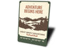 Adventure Begins Here Great Smoky Mountains Metal Park Sign