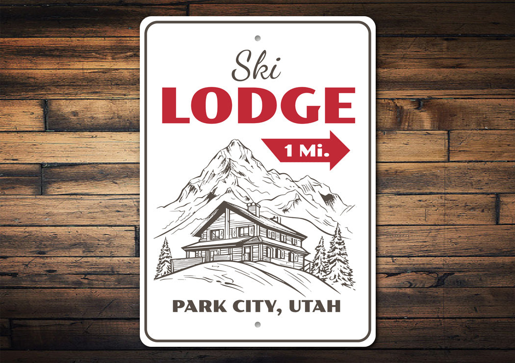 Ski Lodge 1 Mile Park City Utah Sign