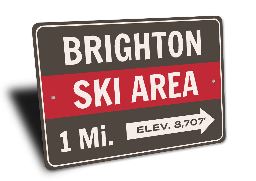 Brighton Ski Area 1 Mile Elevation 8,707 Feet Ski Sign