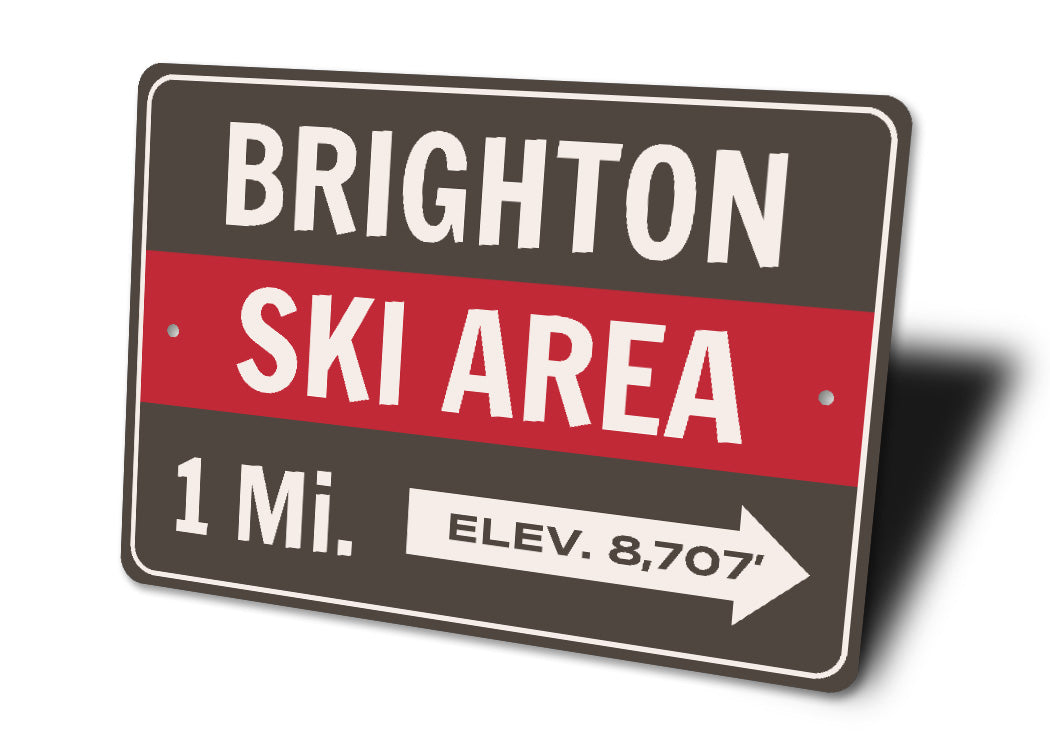 Brighton Ski Area 1 Mile Elevation 8,707 Feet Ski Sign