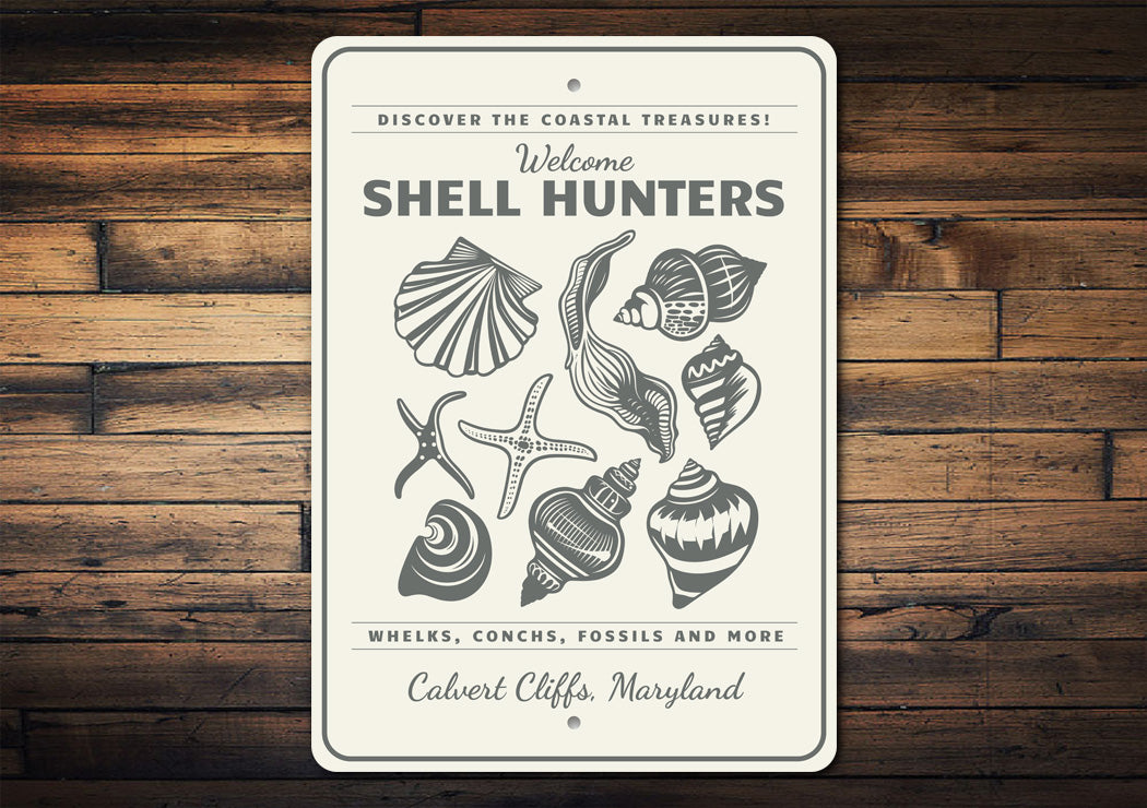 Welcome Shell Hunters Coastal Sign