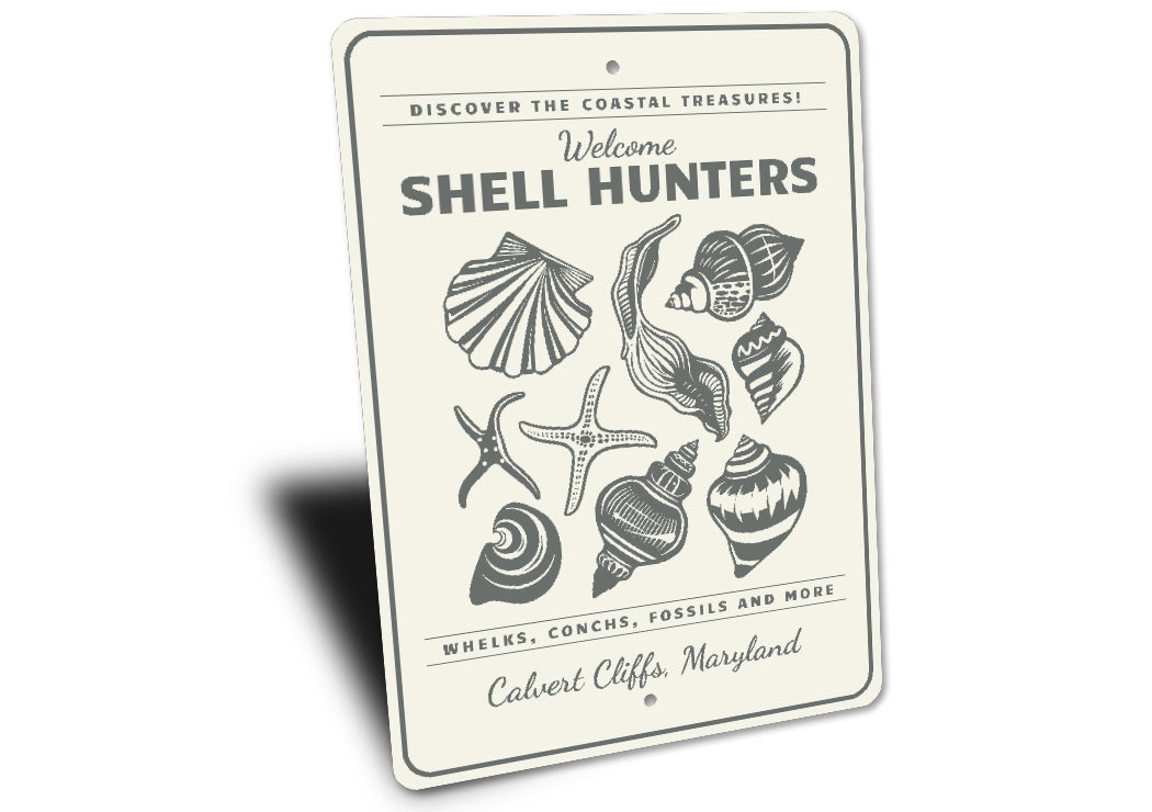 Welcome Shell Hunters Coastal Sign