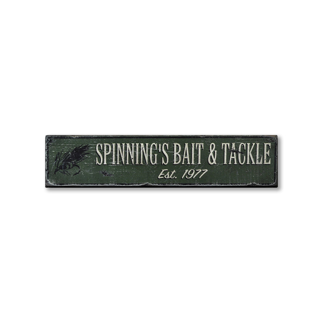 Bait & Tackle Est. Date Rustic Wood Sign