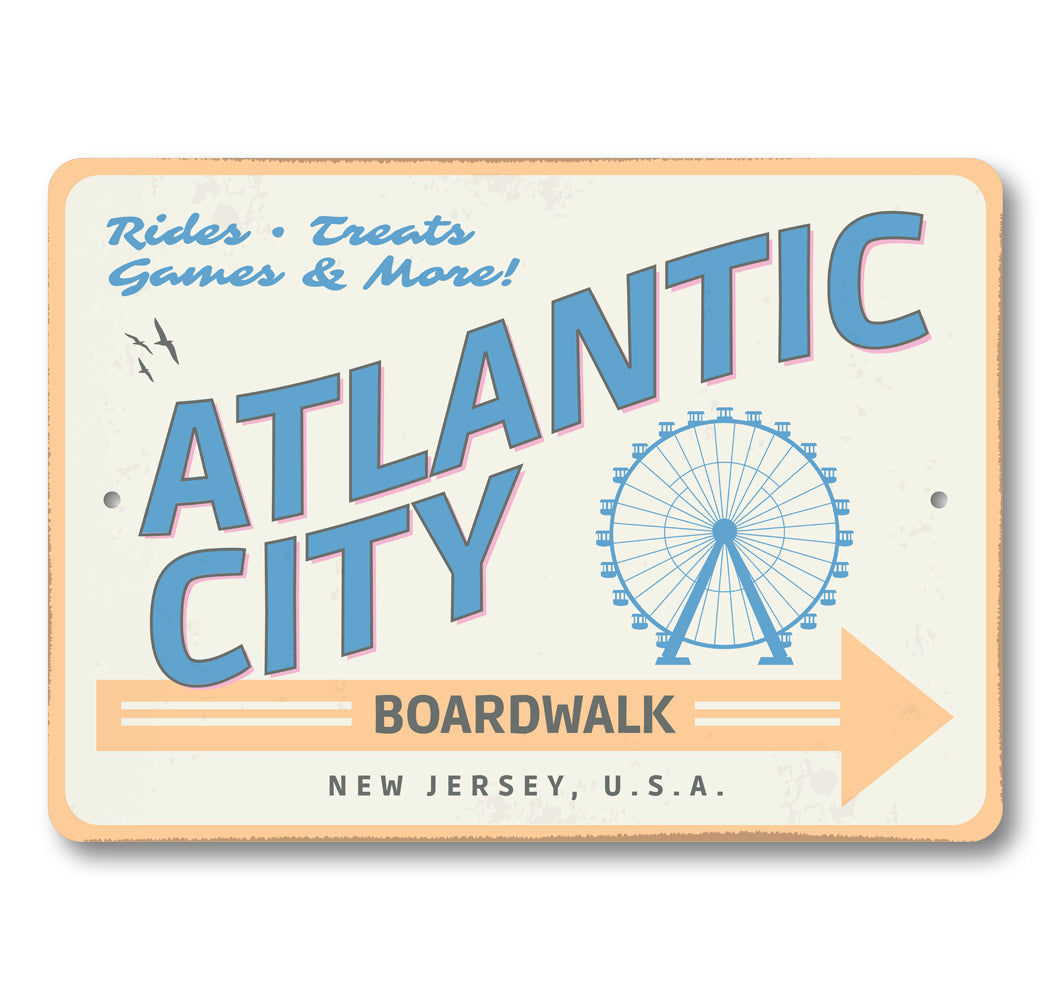 Atlantic City Rides and Games Boardwalk Sign