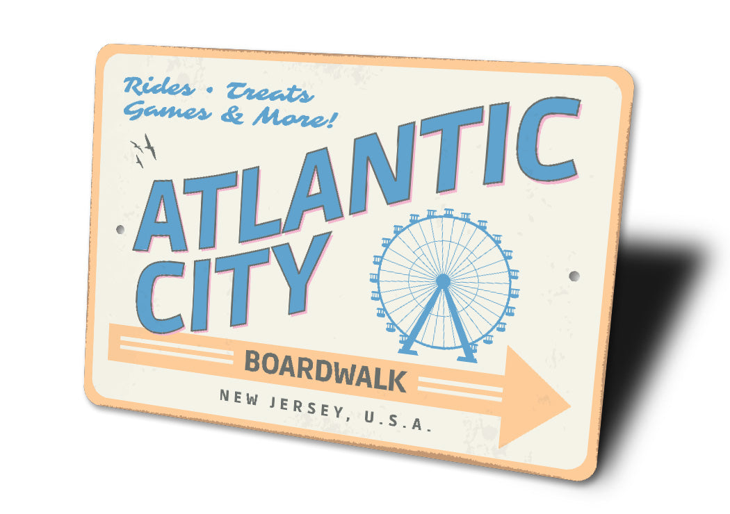 Atlantic City Rides and Games Boardwalk Sign