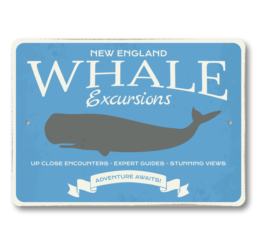 New England Whale Excursions Adventure Awaits Sign