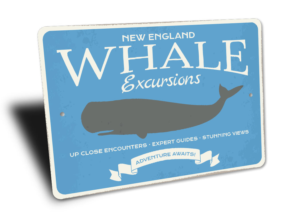 New England Whale Excursions Adventure Awaits Sign