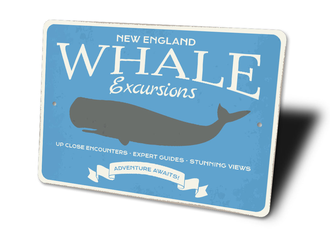 New England Whale Excursions Adventure Awaits Sign