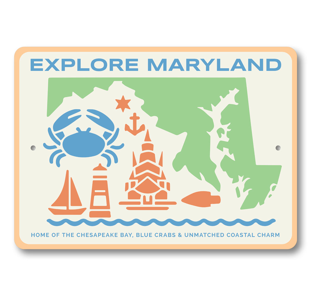 Explore Maryland Blue Crab Chesapeake Bay Coastal Sign