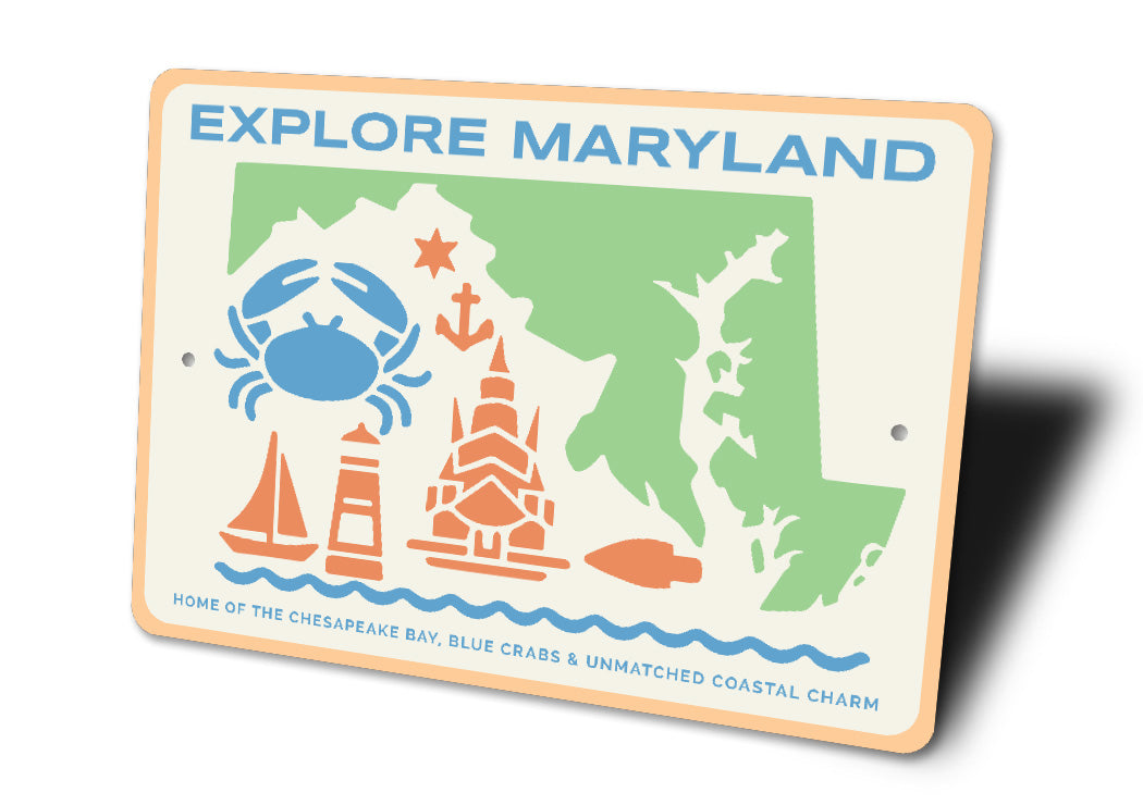 Explore Maryland Blue Crab Chesapeake Bay Coastal Sign