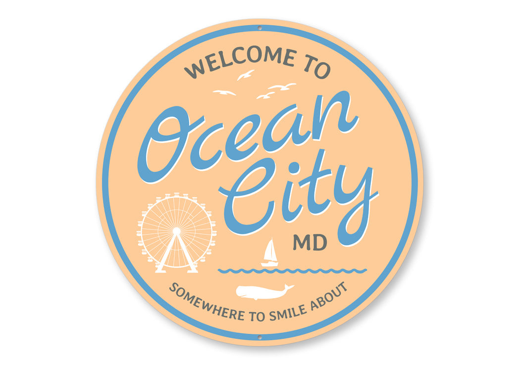 Welcome to Ocean City Maryland Round Sign