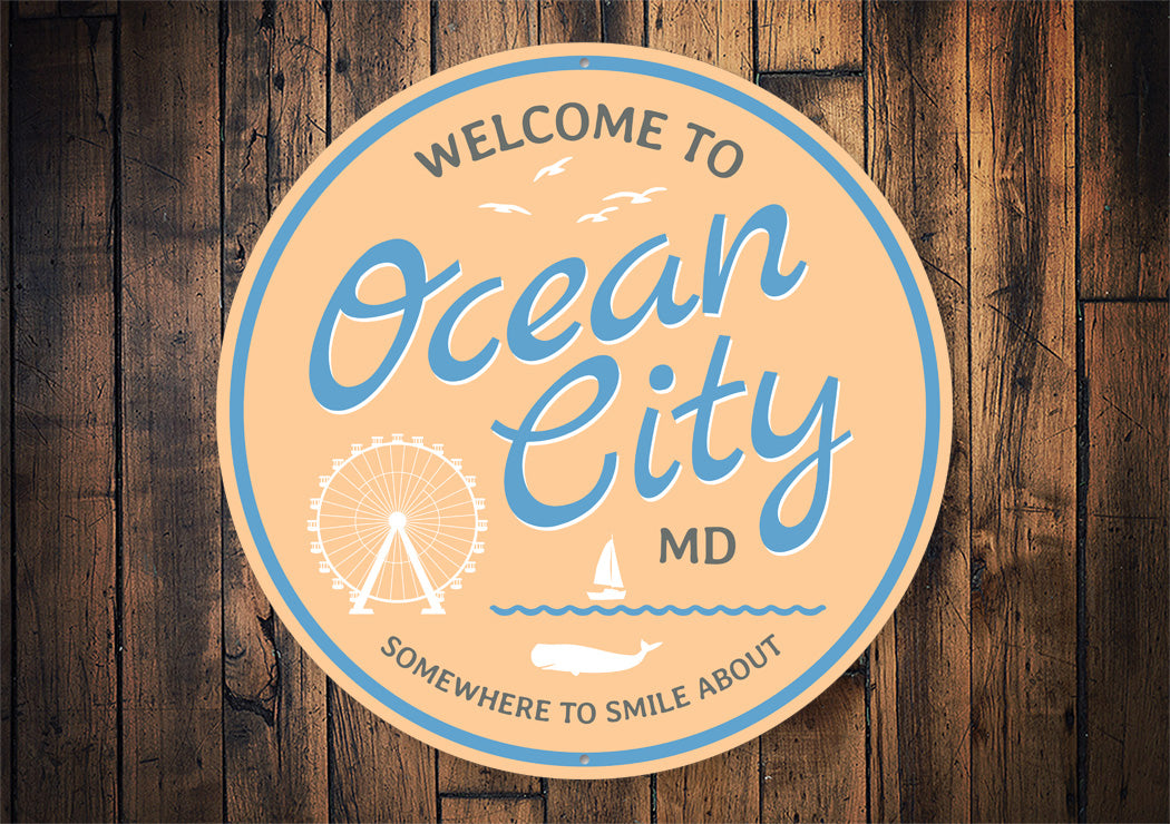 Welcome to Ocean City Maryland Round Sign