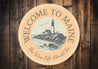 Welcome to Maine Lighthouse Round Sign