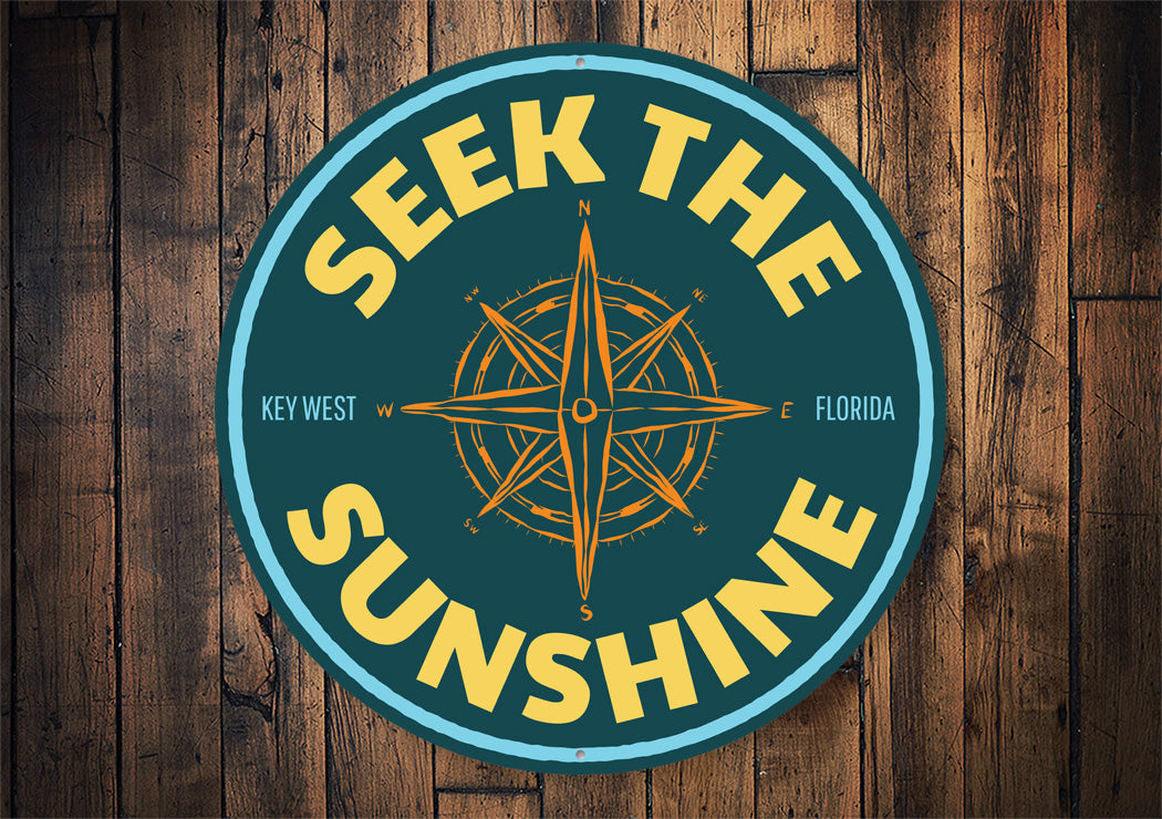 Seek The Sunshine Key West Florida Compass Sign