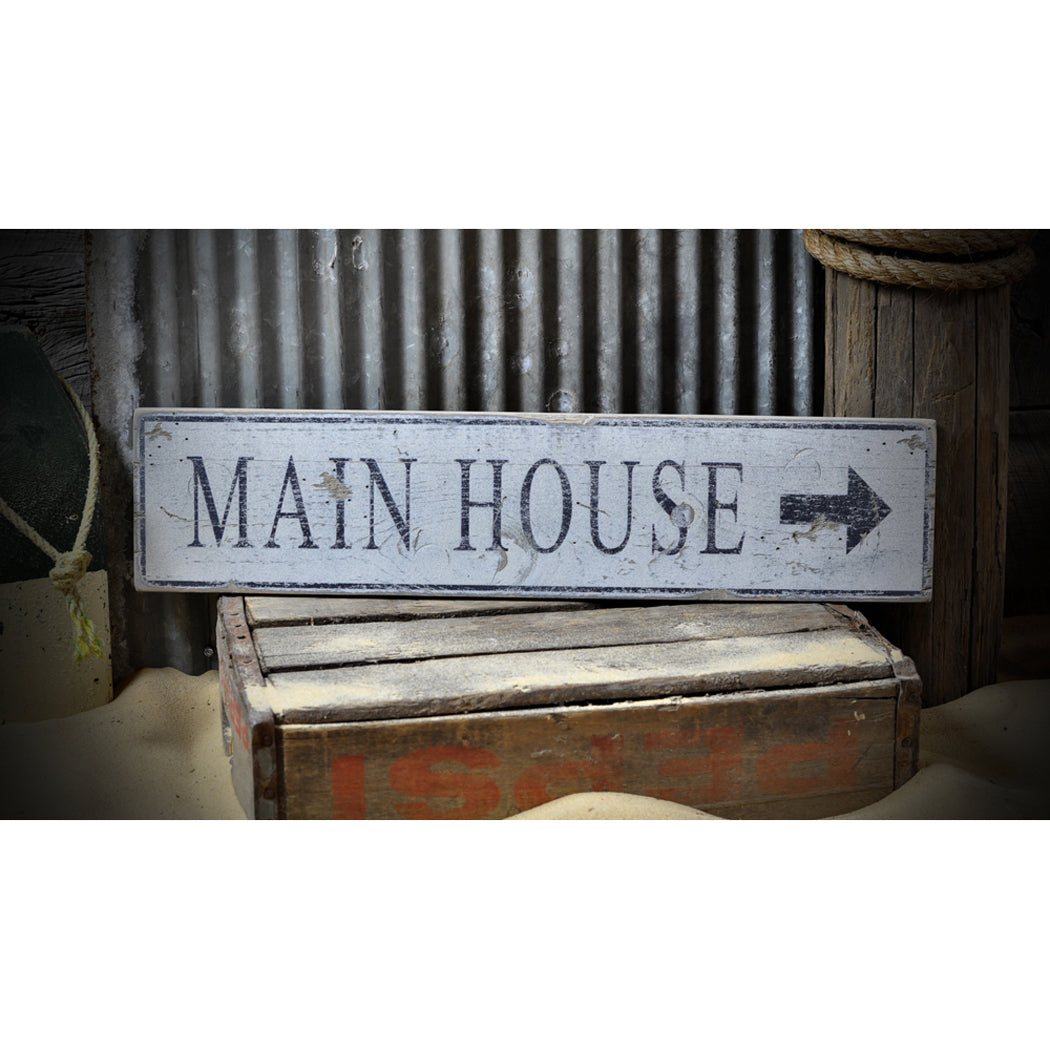 Main Beach House Arrow Rustic Wood Sign