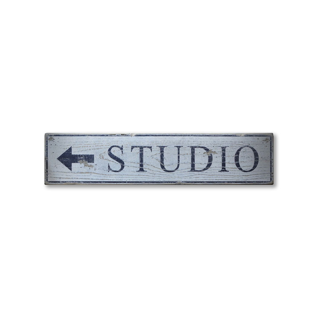 Studio Arrow Rustic Wood Sign – Lizton Sign Shop