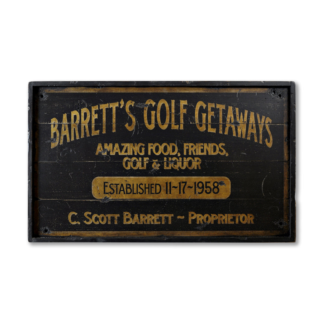 Golfing Proprietor Rustic Wood Sign