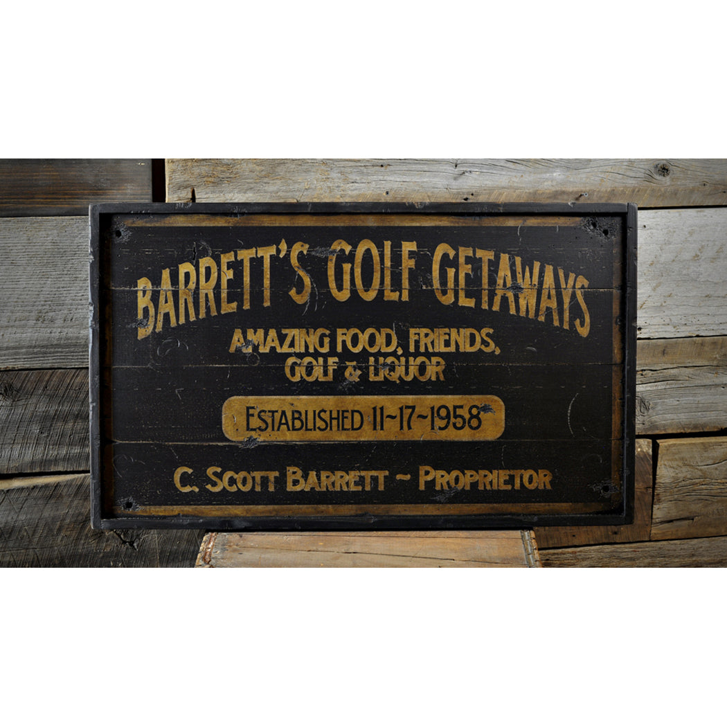 Golfing Proprietor Rustic Wood Sign