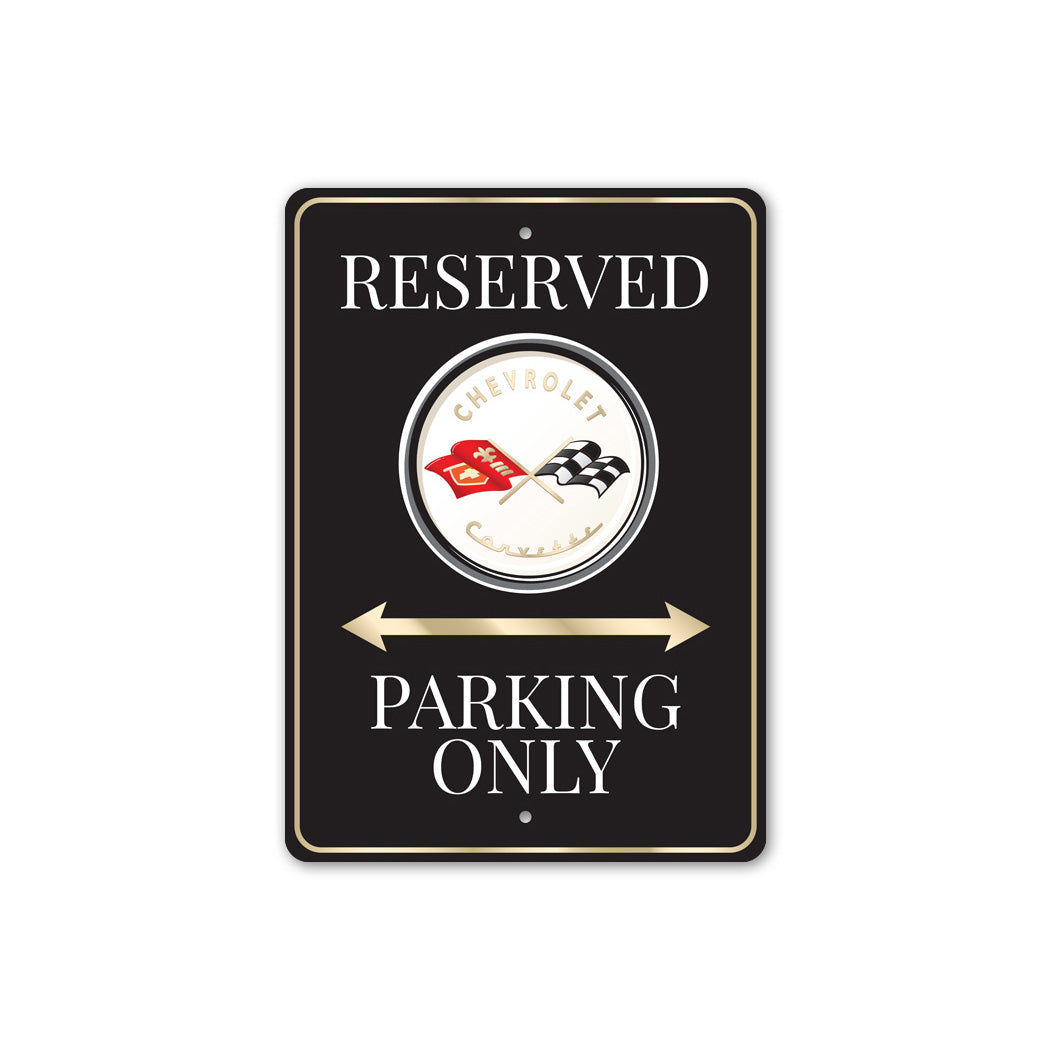Chevrolet Corvette Logo Badge Reserved Parking Only Sign