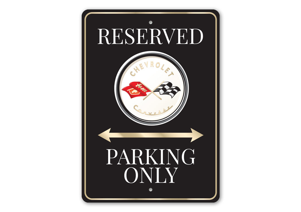 Chevrolet Corvette Logo Badge Reserved Parking Only Sign