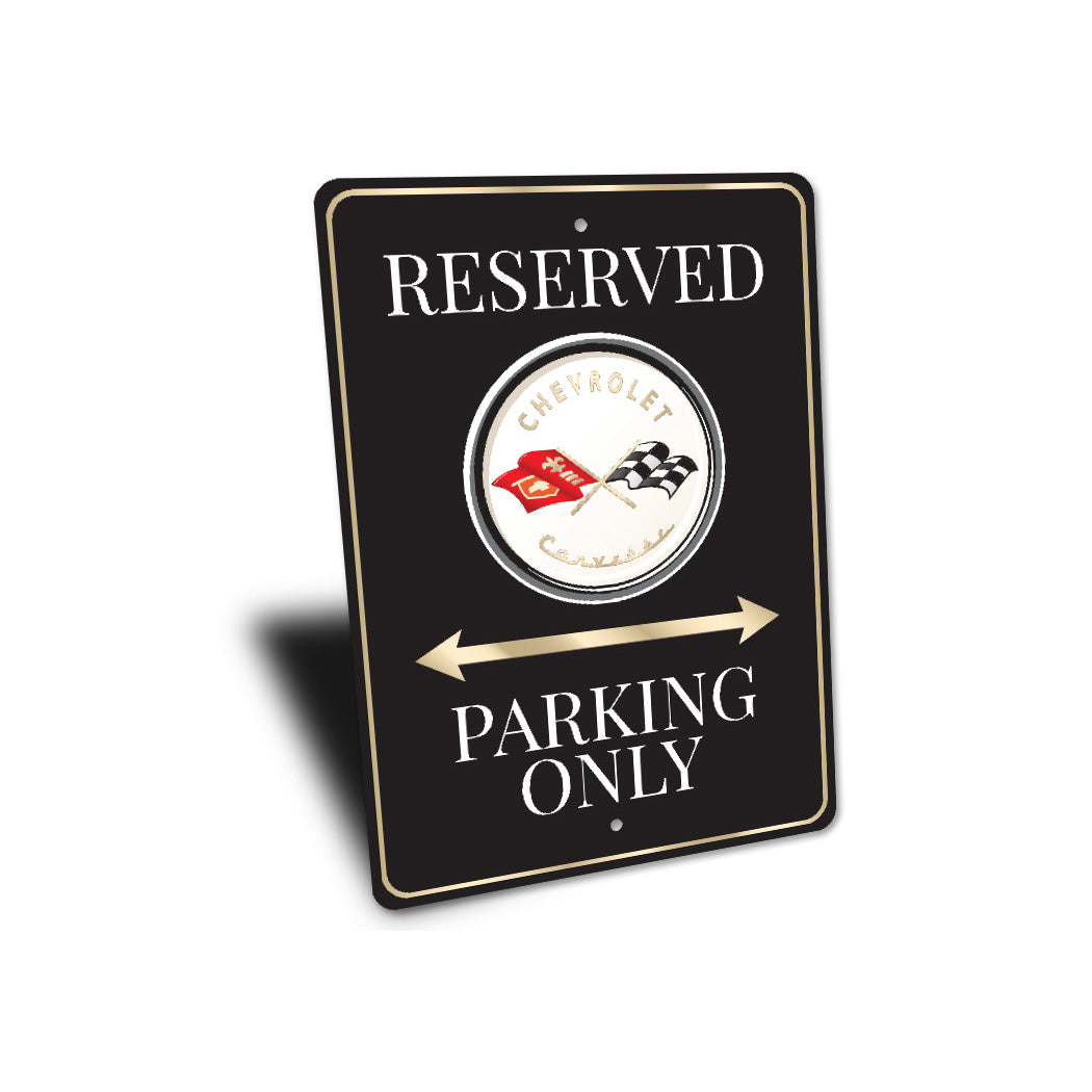 Chevrolet Corvette Logo Badge Reserved Parking Only Sign