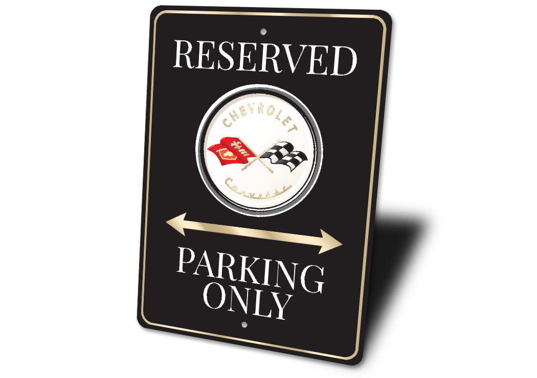 Chevrolet Corvette Logo Badge Reserved Parking Only Sign