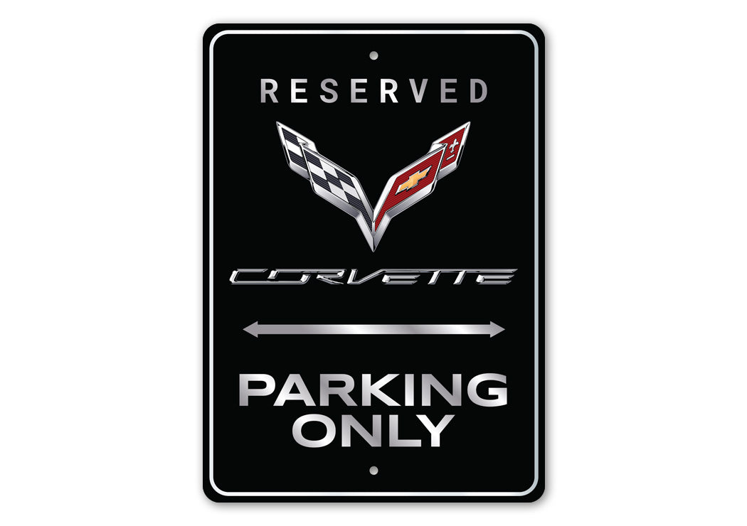 Chevy Corvette Reserved Parking Only Badge Sign