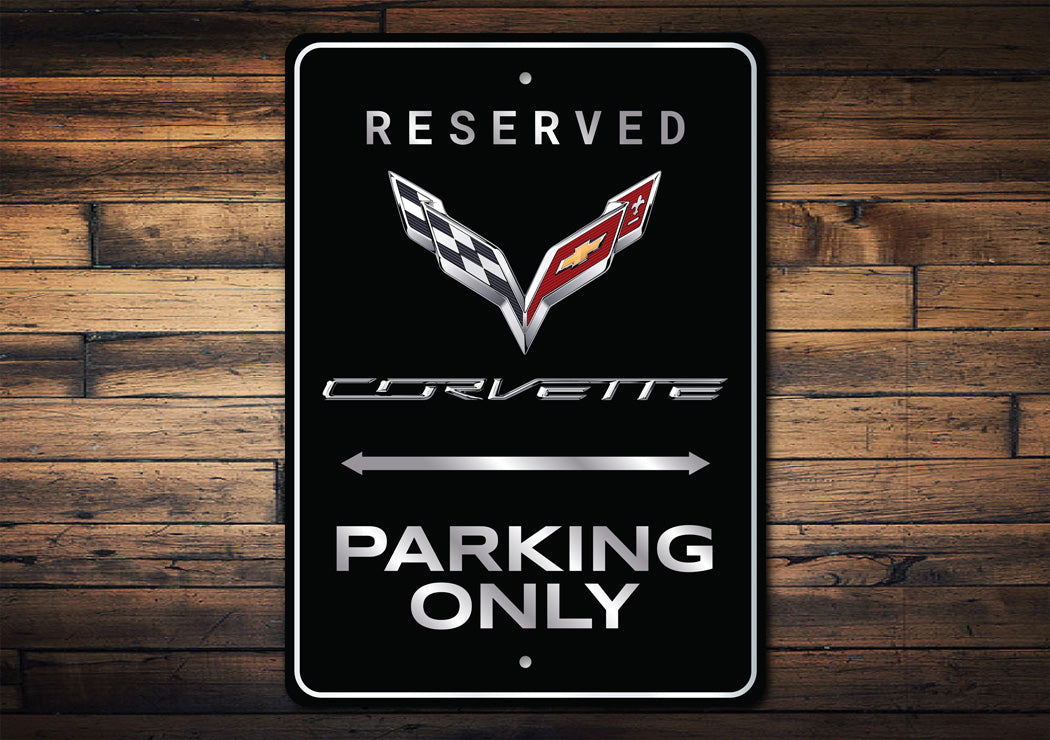 Chevy Corvette Reserved Parking Only Badge Sign