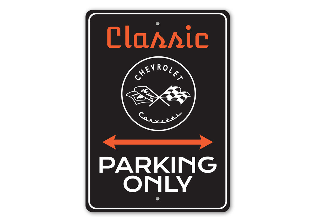 Classic Chevrolet Corvette Parking Only Decor Sign