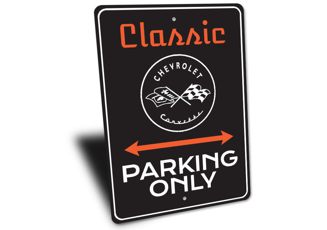 Classic Chevrolet Corvette Parking Only Decor Sign