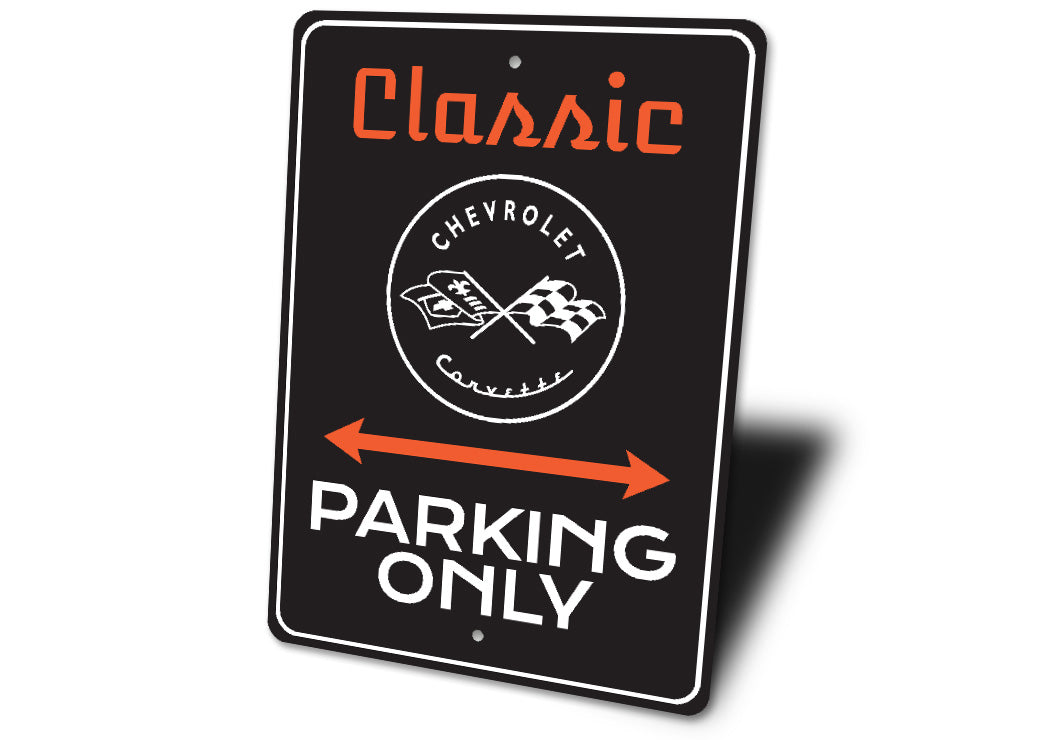 Classic Chevrolet Corvette Parking Only Decor Sign
