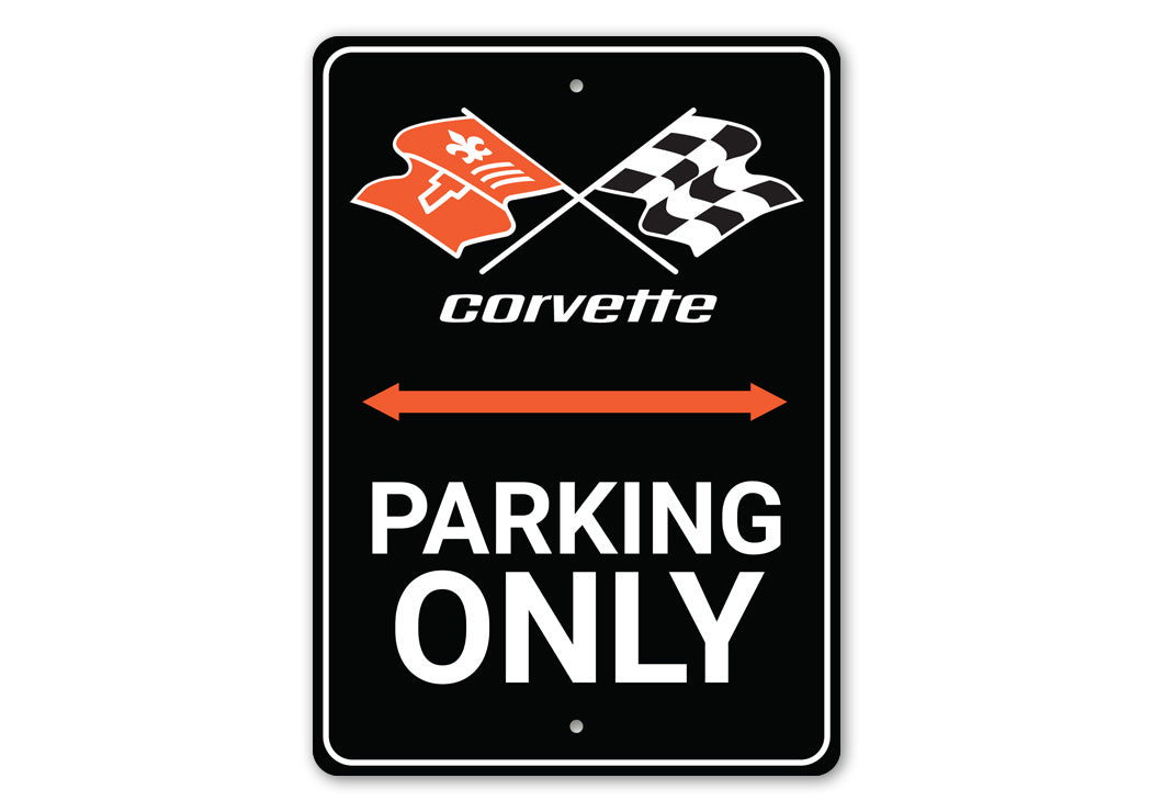 Corvette Flag Badge Parking Only Sign