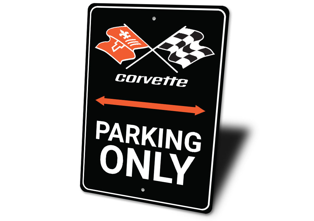 Corvette Flag Badge Parking Only Sign