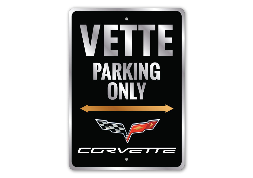 Chevy Corvette Badge Vette Parking Decor Only Sign