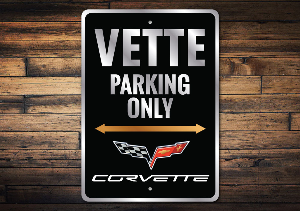 Chevy Corvette Badge Vette Parking Decor Only Sign