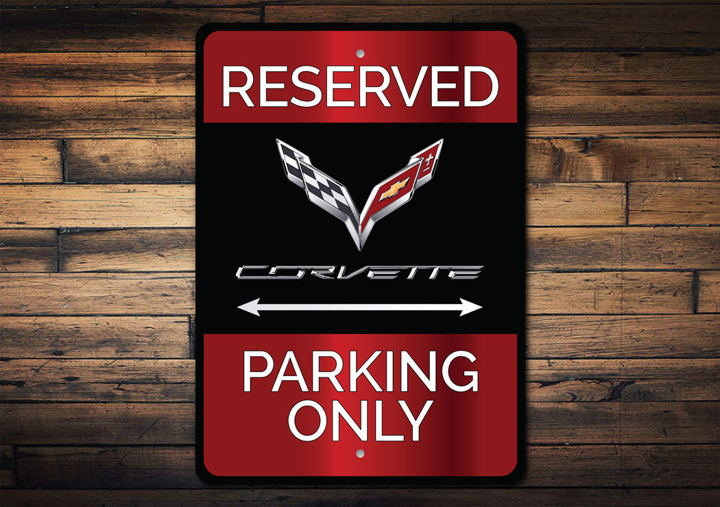 Reserved Corvette Parking Only Metal Decor Sign