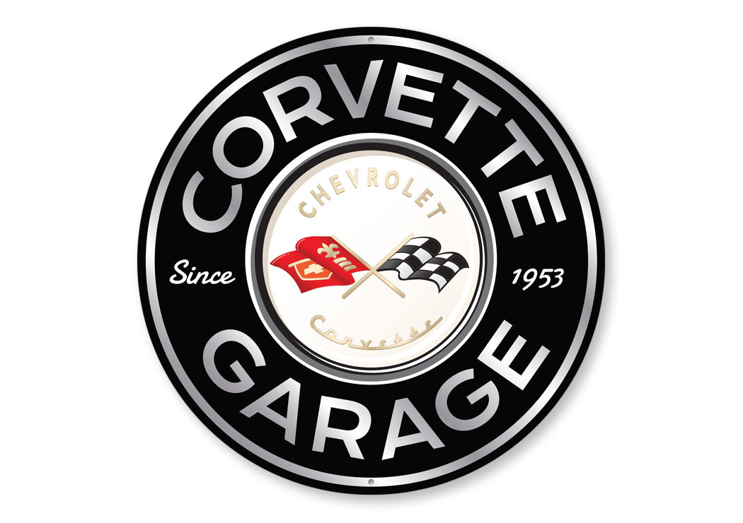 Chevy Corvette Garage Since 1953 Round Sign