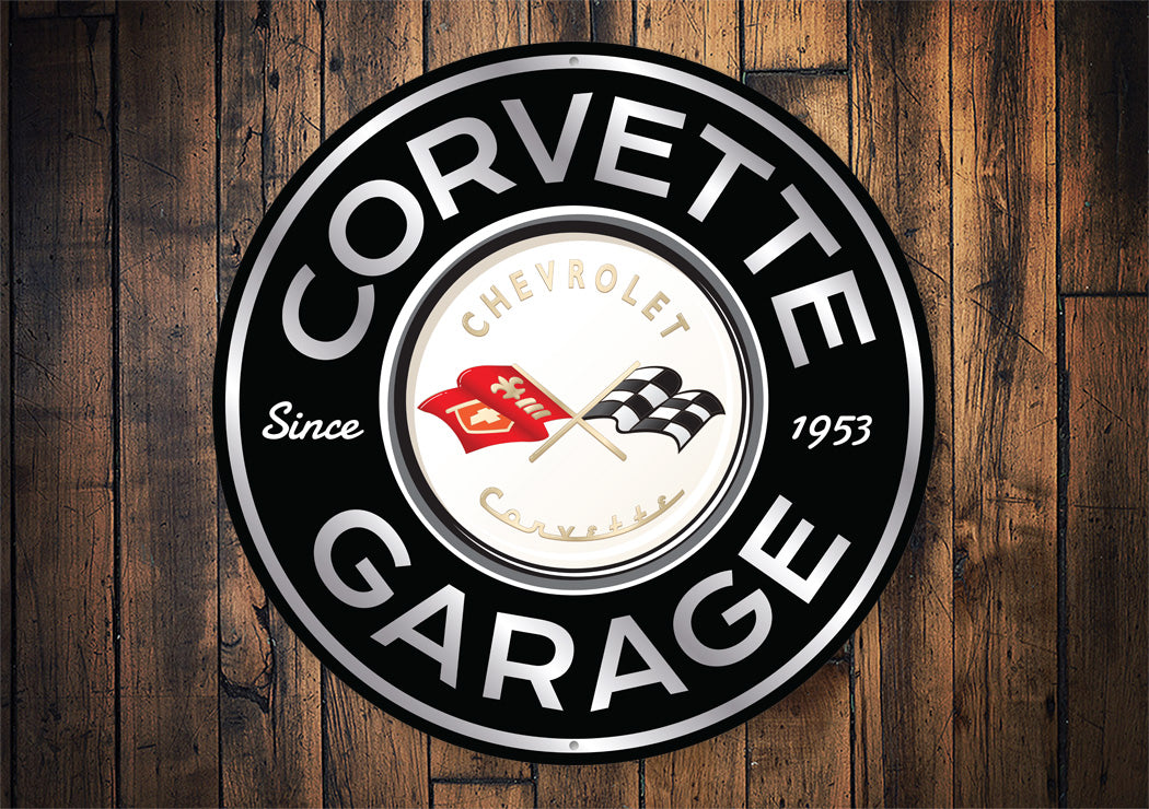 Chevy Corvette Garage Since 1953 Round Sign