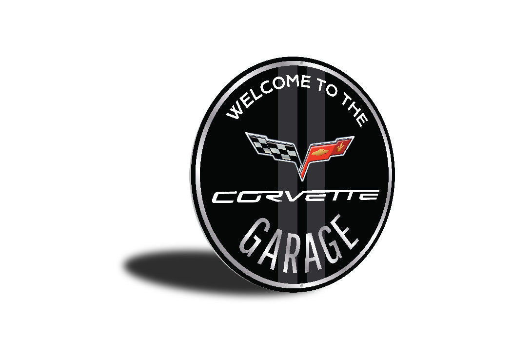 Welcome To The Corvette Garage Round Sign