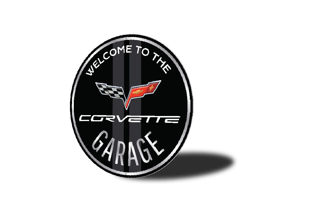 Welcome To The Corvette Garage Round Sign