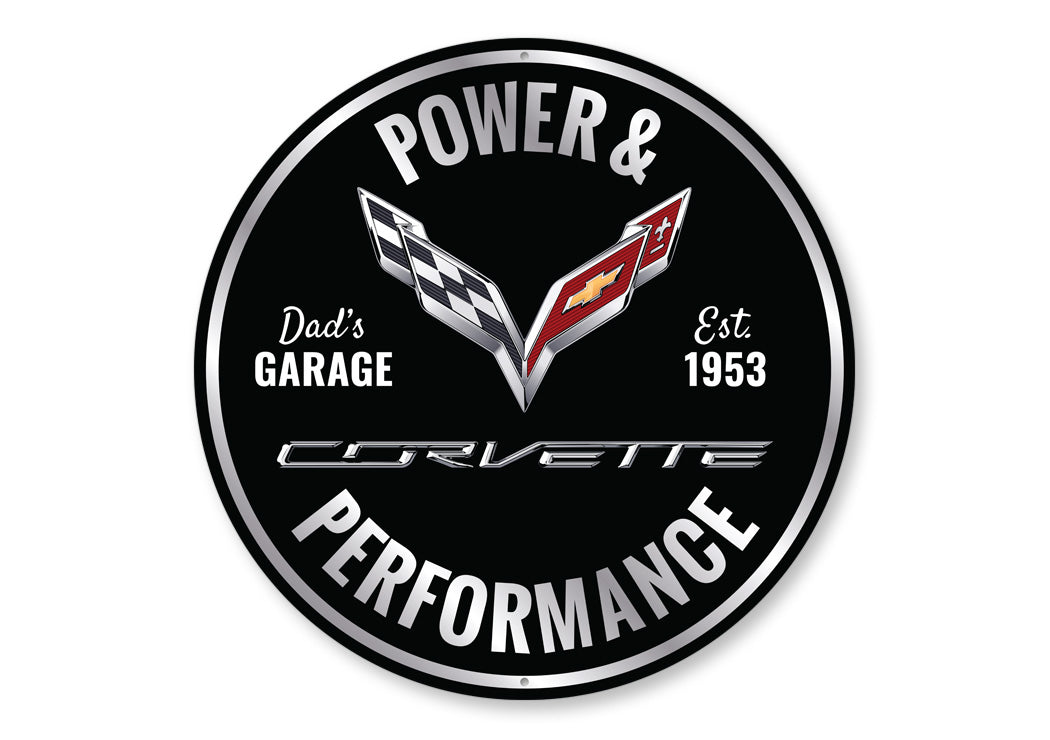 Chevy Corvette Power And Performance Round Sign