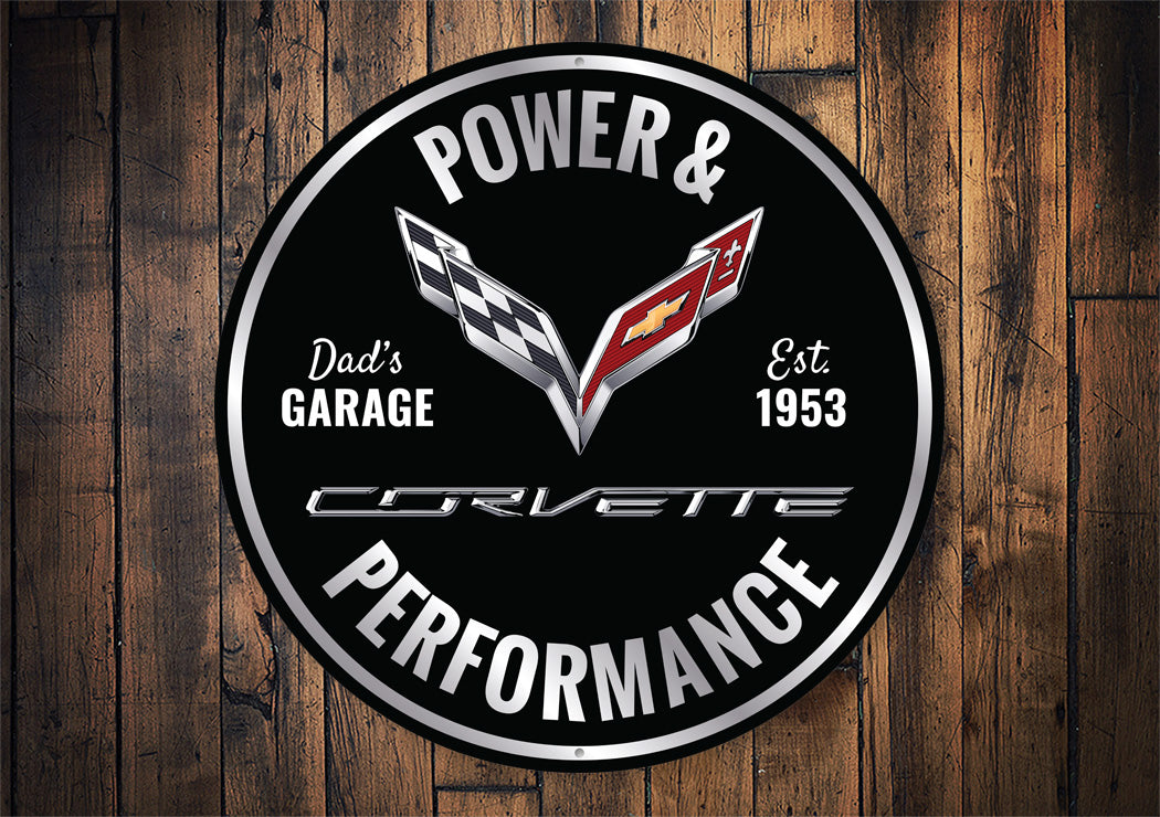 Chevy Corvette Power And Performance Round Sign