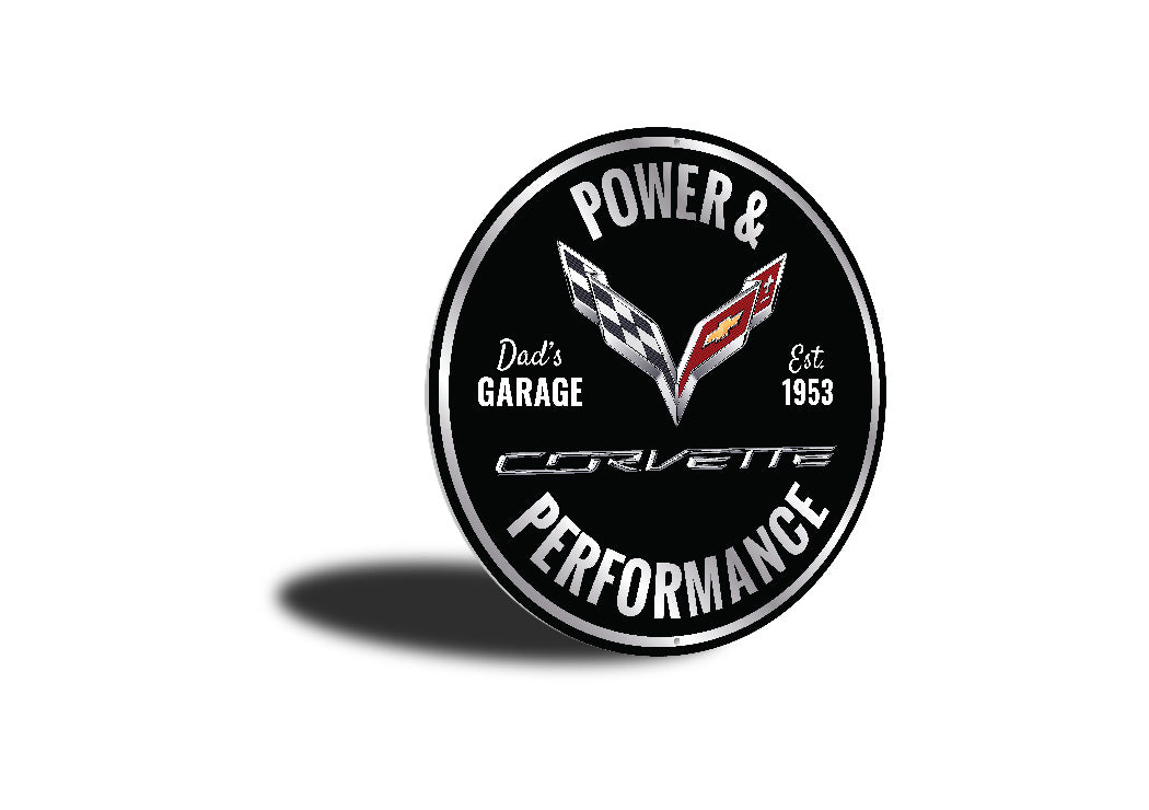 Chevy Corvette Power And Performance Round Sign
