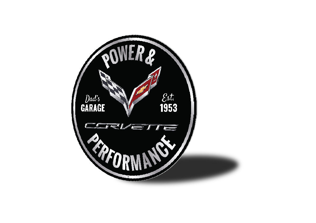 Chevy Corvette Power And Performance Round Sign