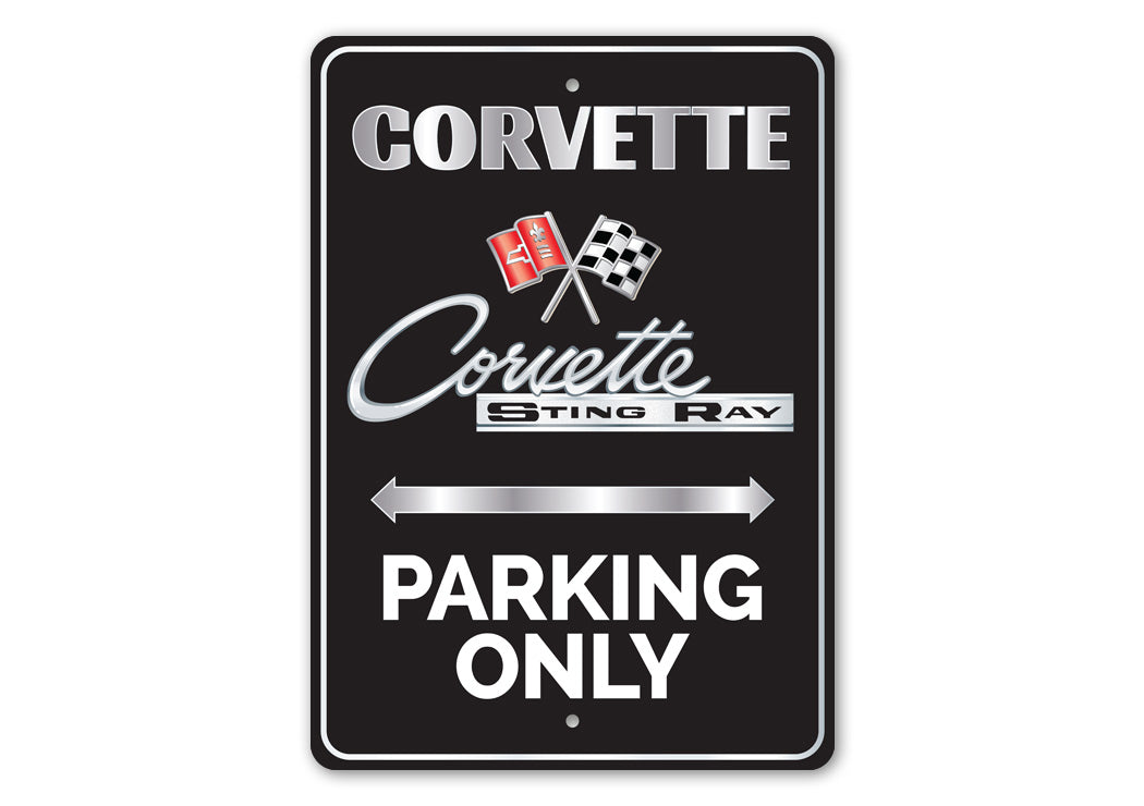 Chevy Corvette Sting Ray Parking Only Round Sign