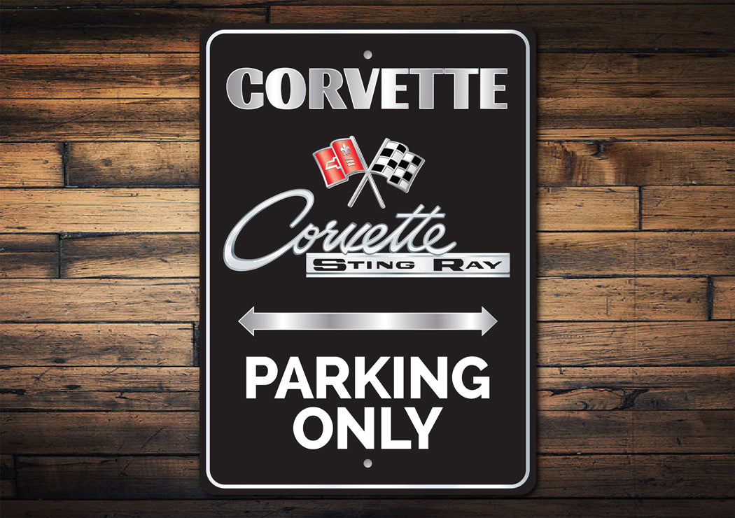 Chevy Corvette Sting Ray Parking Only Round Sign