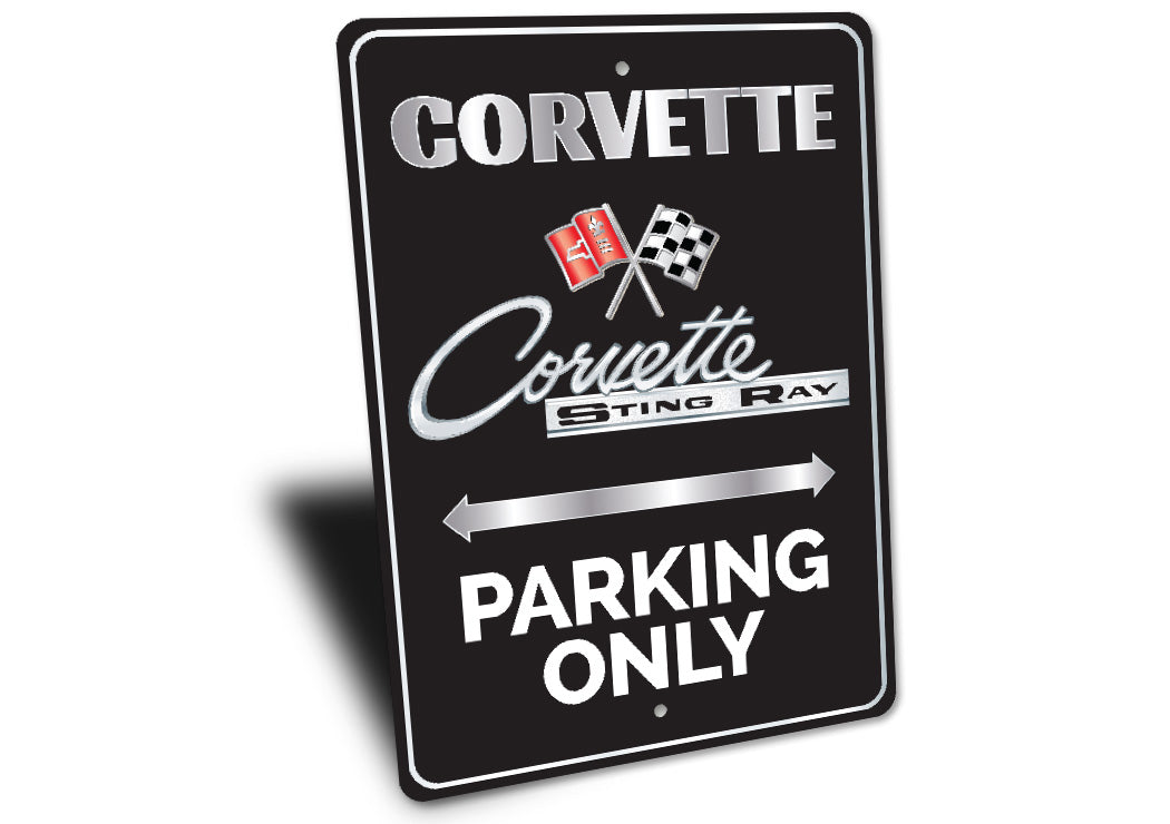Chevy Corvette Sting Ray Parking Only Round Sign