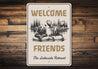Welcome Friends Lakeside Retreat Rustic Metal Sign