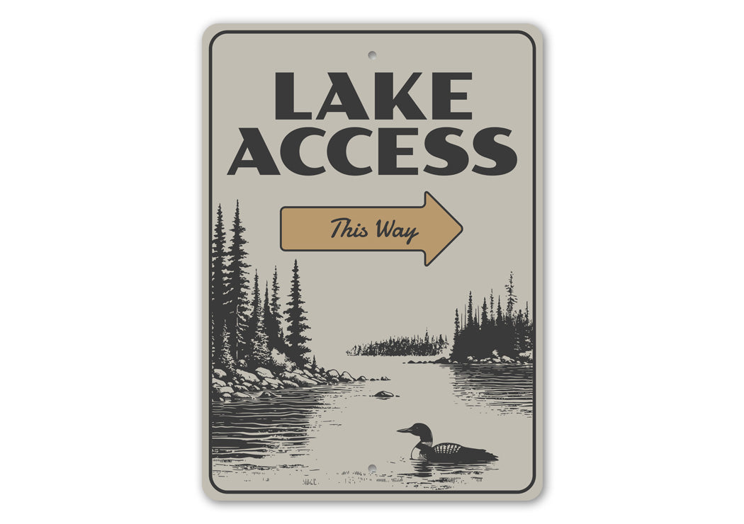 Rustic Lake Access Sign This Way Arrow Metal Decor
